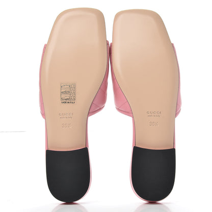 Gucci Nappa Matelasse GG Marmont Flat Slide Sandals 36.5 Wild Rose 5 of 9