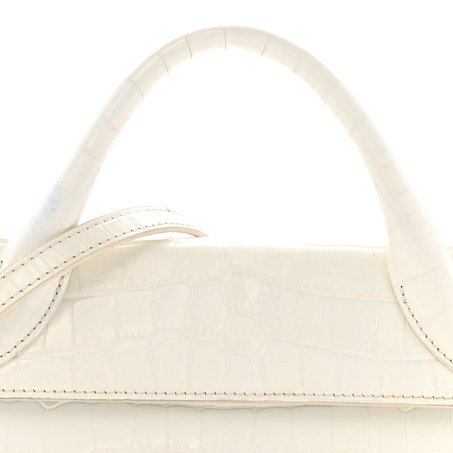Jacquemus Calfskin Crocodile Embossed Le Chiquito Long White 7 of 13