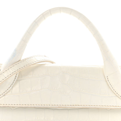 Jacquemus Calfskin Crocodile Embossed Le Chiquito Long White 7 of 13
