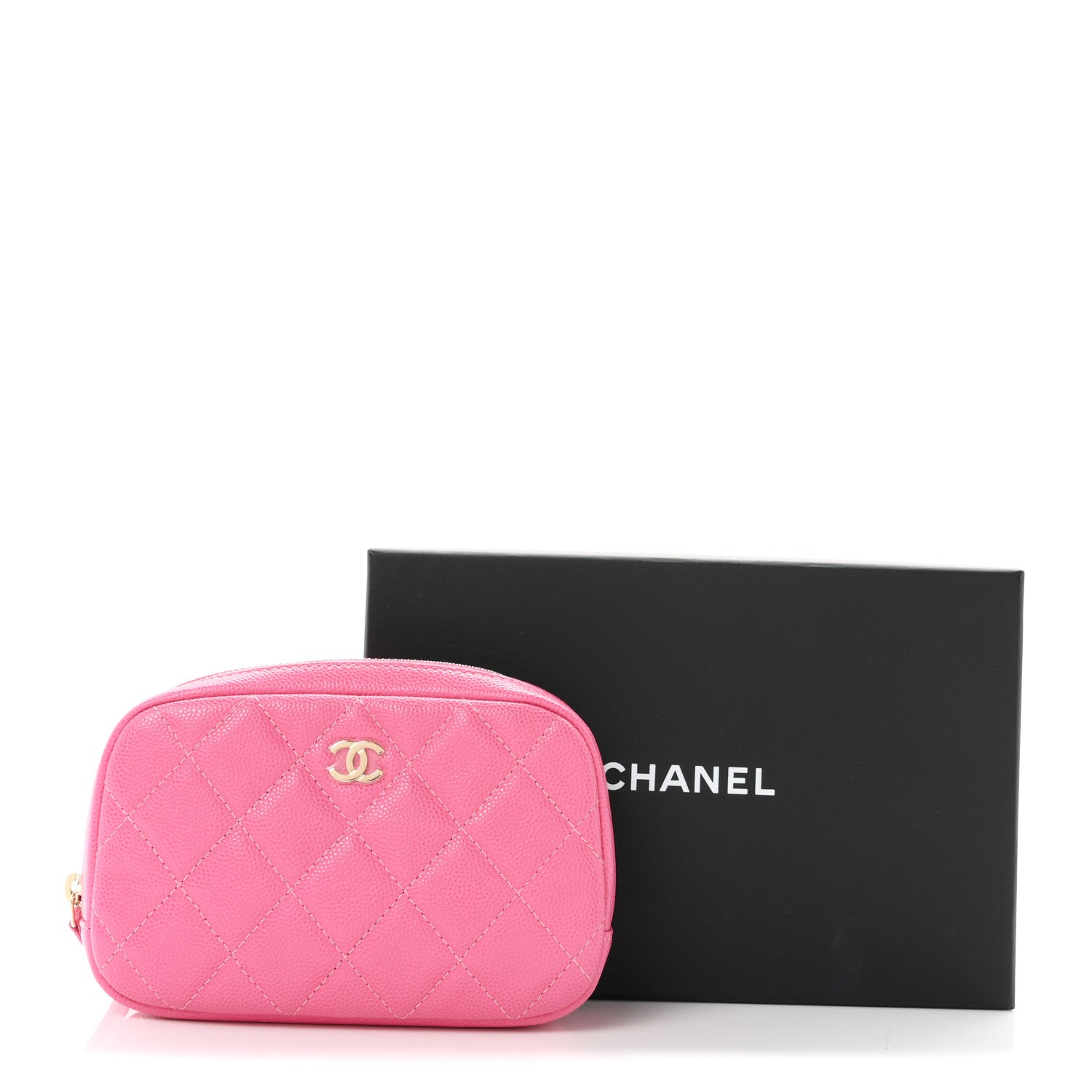 Chanel Caviar Quilted Small Curvy Pouch Cosmetic Case Pink 7 of 7