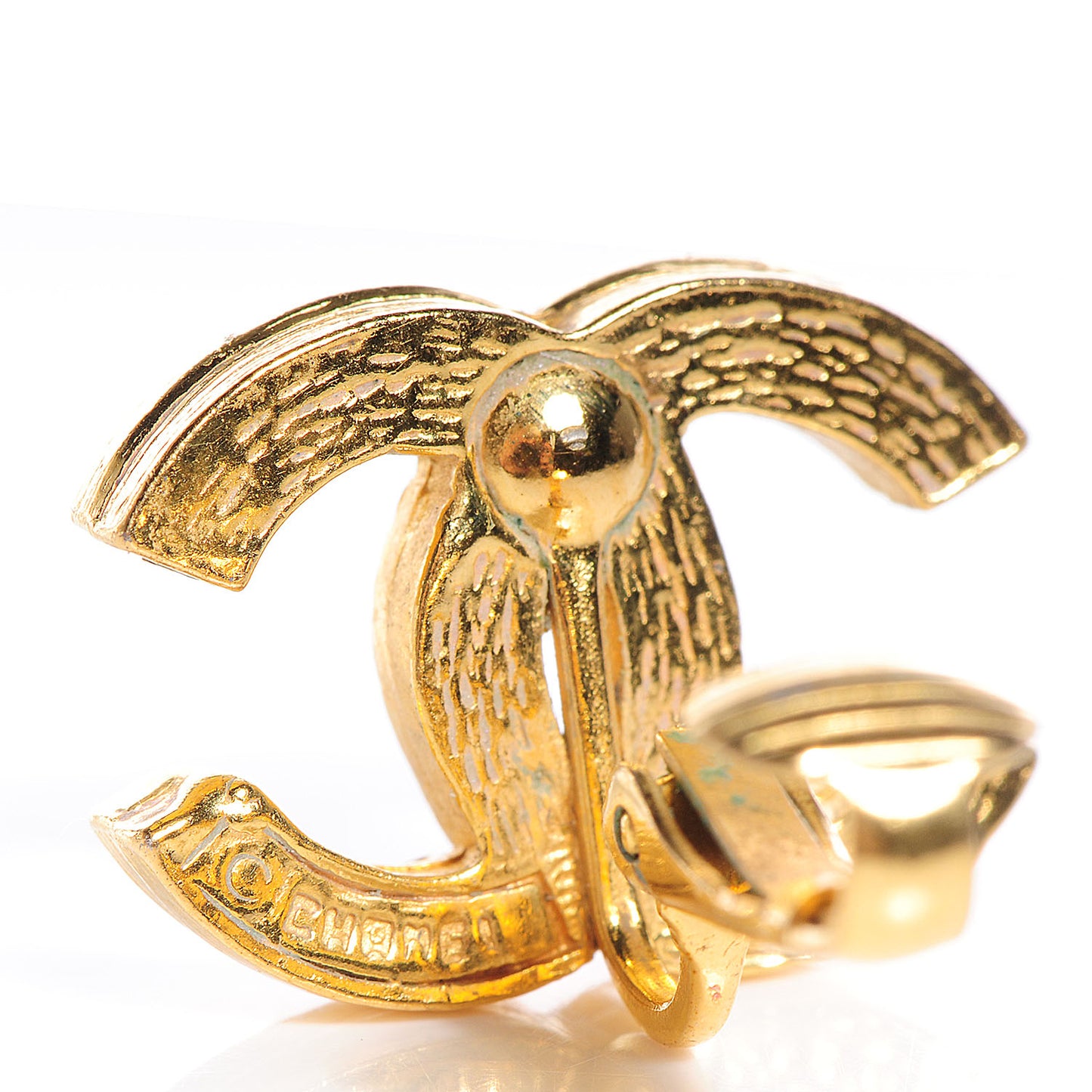 CC Crystal Clip On Earrings Gold