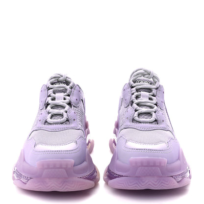 Balenciaga Fabric Mesh Clear Sole Womens Triple S Sneakers 39 Light Lilac White 2 of 8