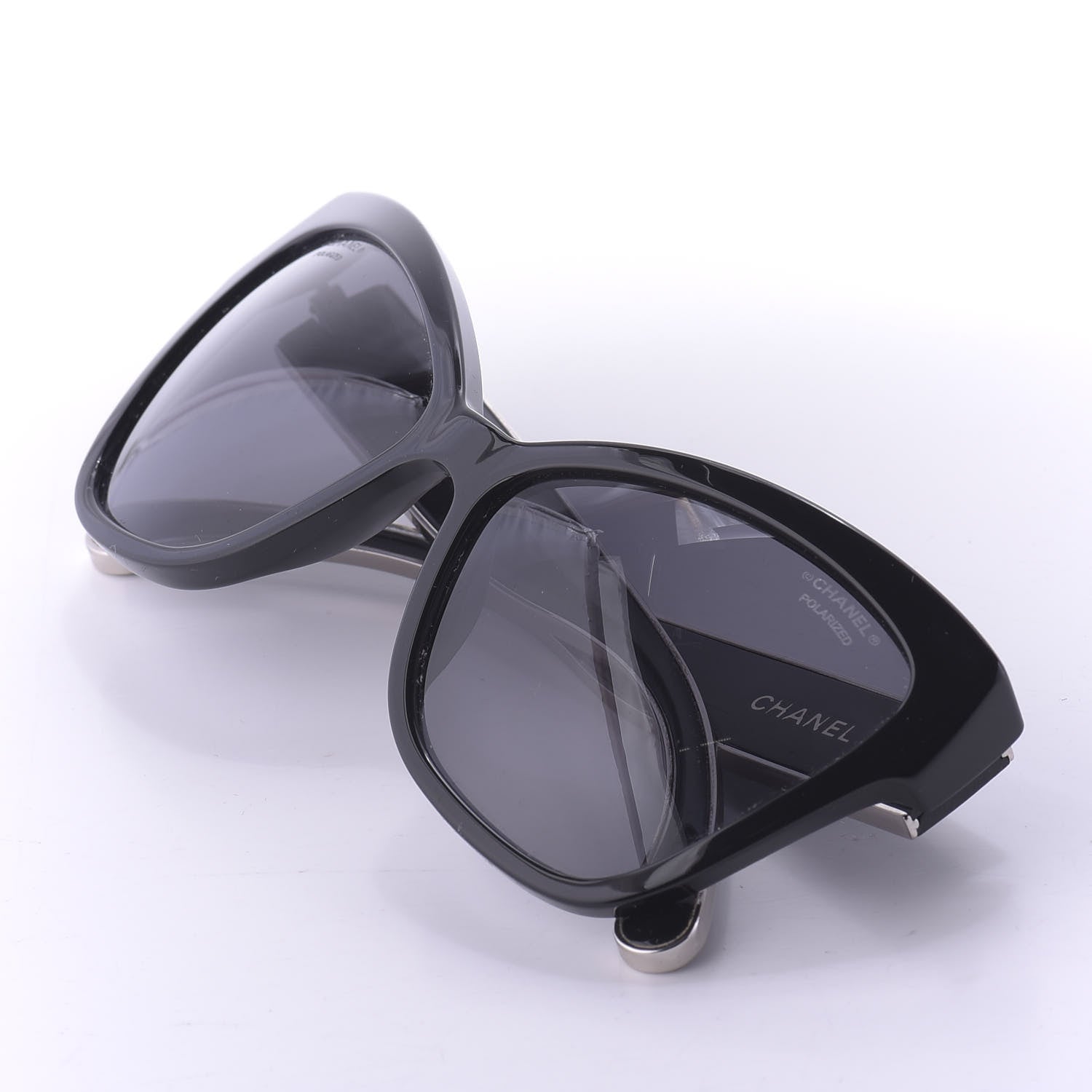 Chanel Acetate Polarized CC Cat Eye Sunglasses 5271 Black 9 of 10