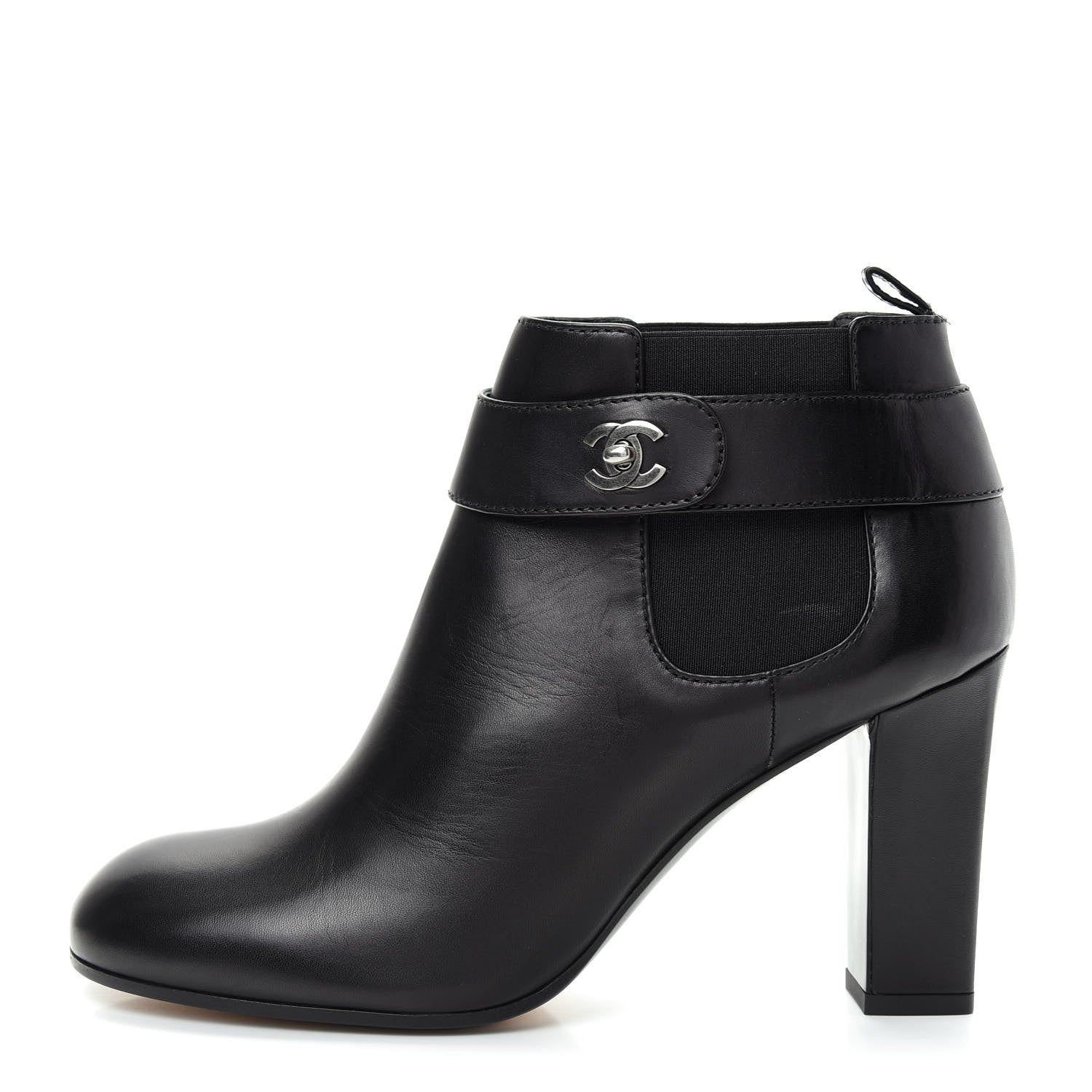 Chanel Calfskin CC Turnlock Ankle Boots 39 Black 1 of 11