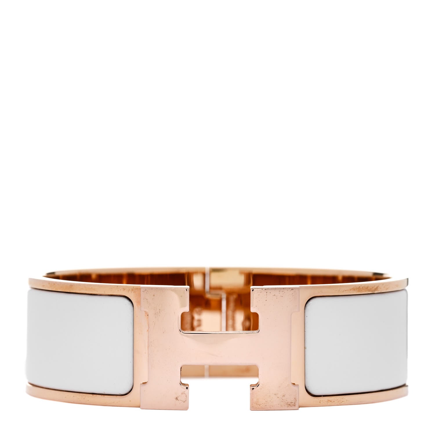 Hermes Enamel Wide Clic Clac H Bracelet GM White 1 of 4