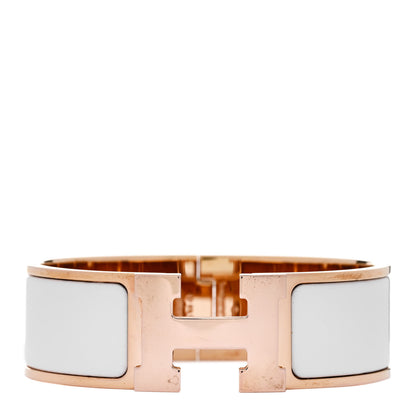 Hermes Enamel Wide Clic Clac H Bracelet GM White 1 of 4