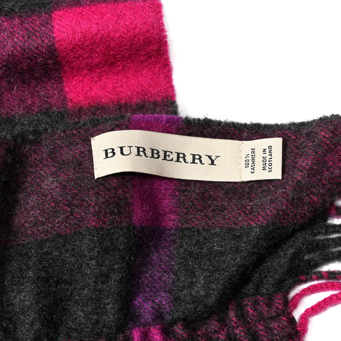 Cashmere Check Fringe Scarf Pink