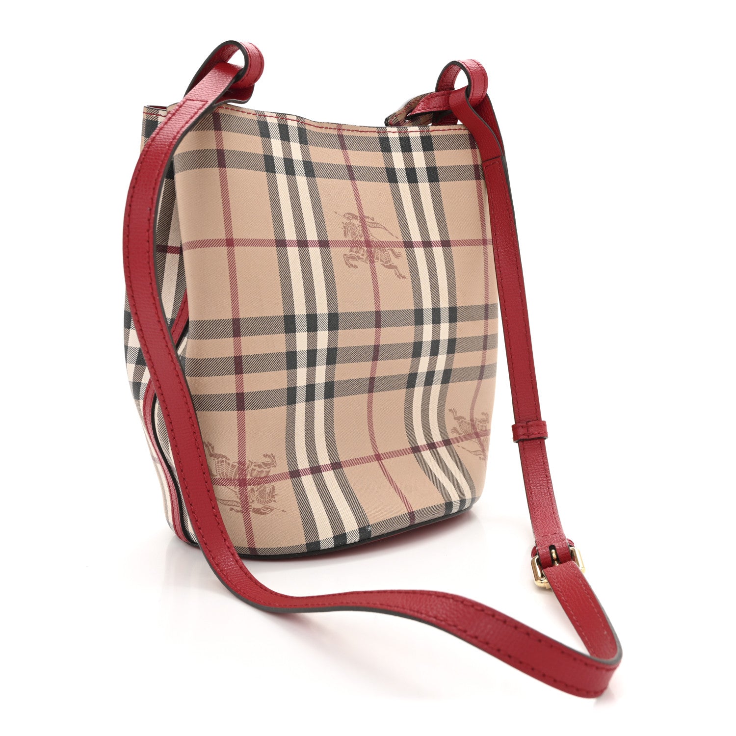 Burberry Haymarket Check Colours Small Lorne Bucket Crossbody Poppy Red 3 of 12