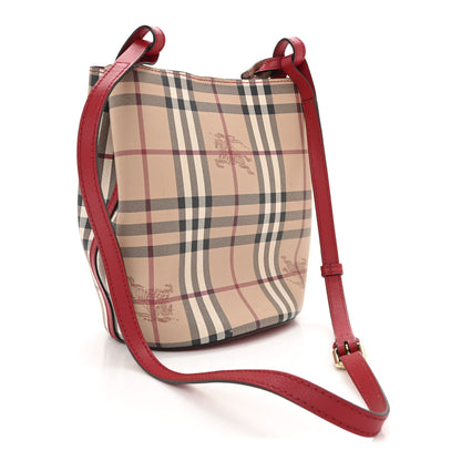 Burberry Haymarket Check Colours Small Lorne Bucket Crossbody Poppy Red 3 of 12