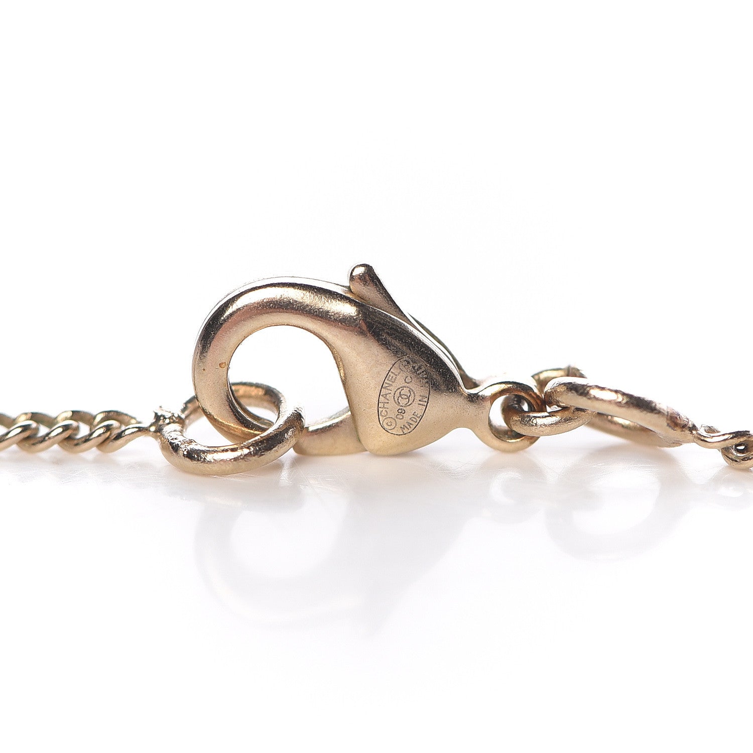 Chanel Crystal CC Alligator Necklace Gold 5 of 6