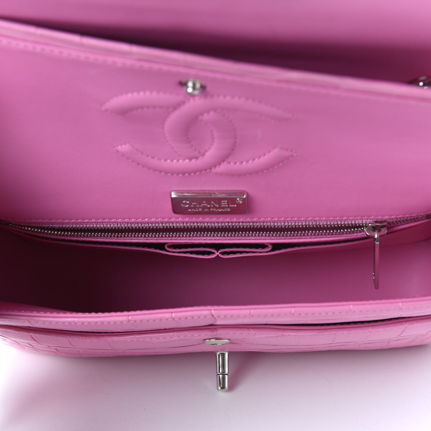 Matte Alligator Medium Double Flap Pink