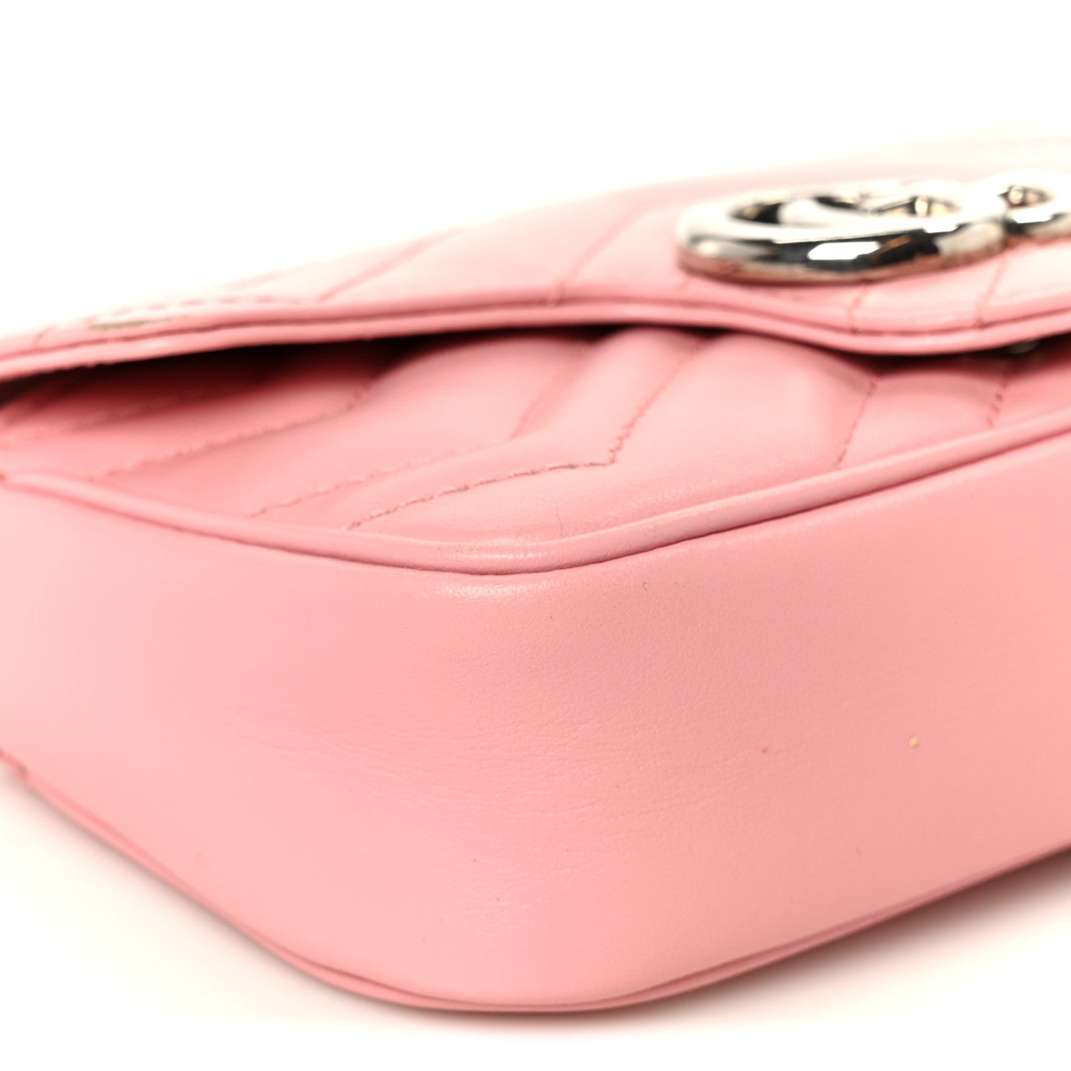 Gucci Calfskin Matelasse Super Mini GG Marmont Shoulder Bag Wild Rose 9 of 10