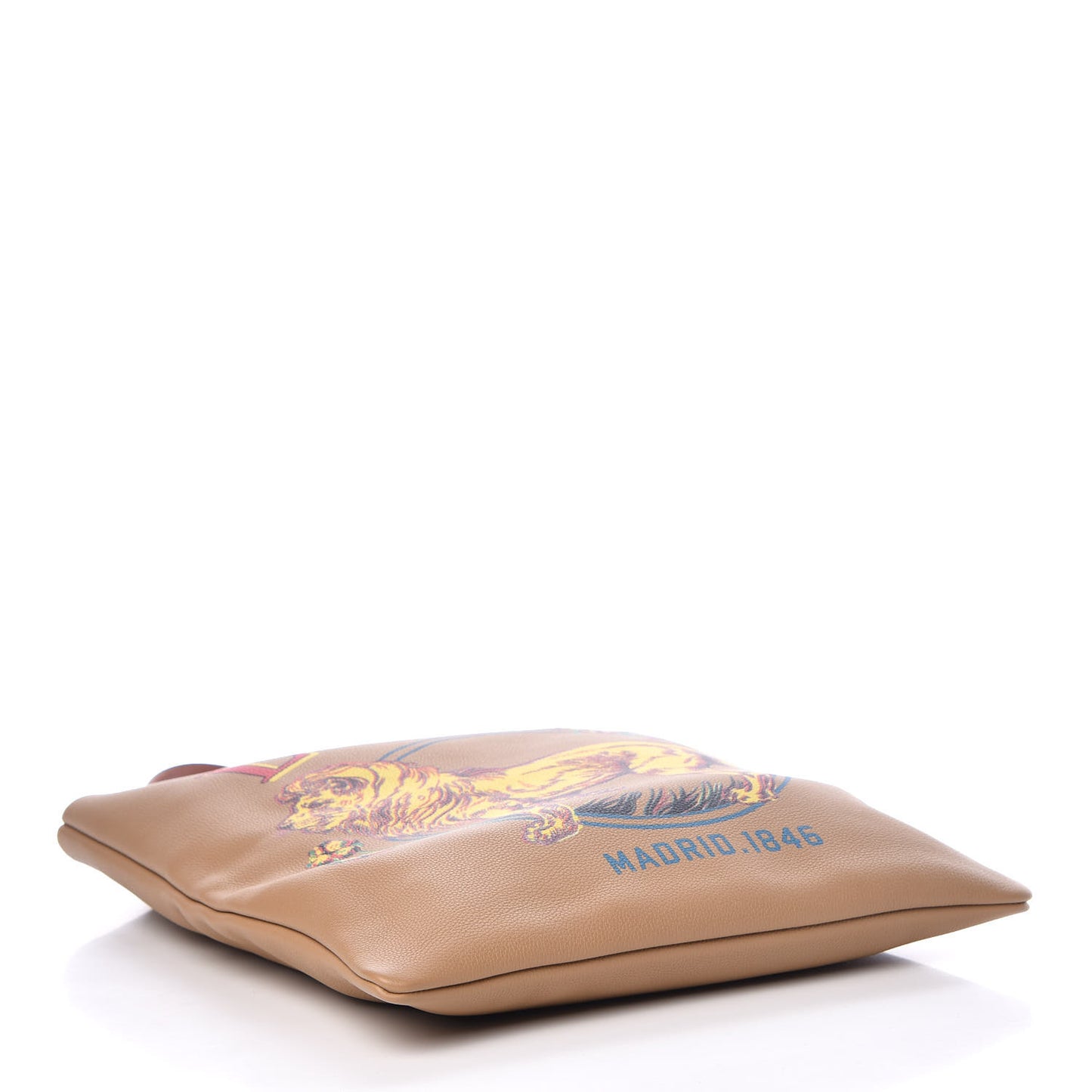 Calfskin Vertical Desert Lion Printed Tote Tan