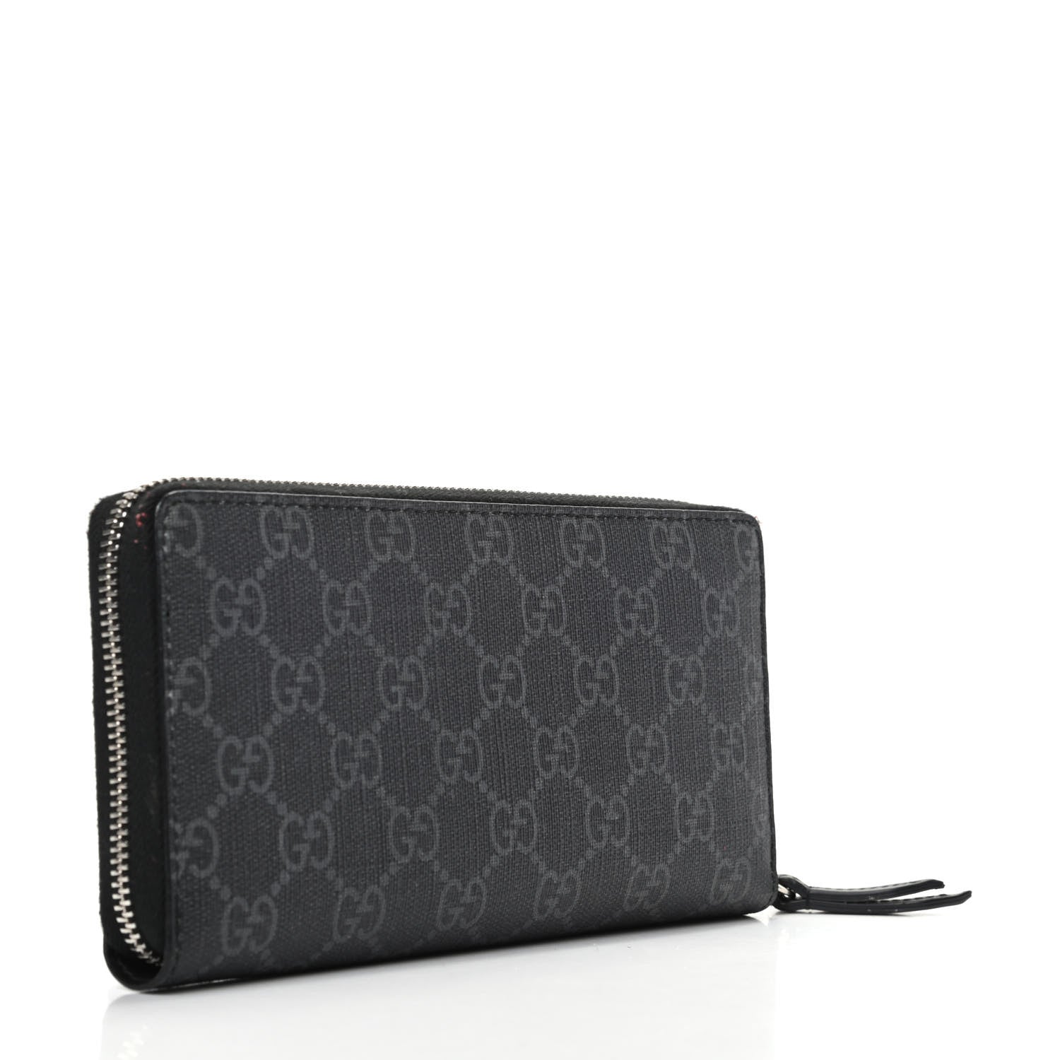 Gucci GG Supreme Monogram Kingsnake Zip Around Wallet Black Grey 3 of 8