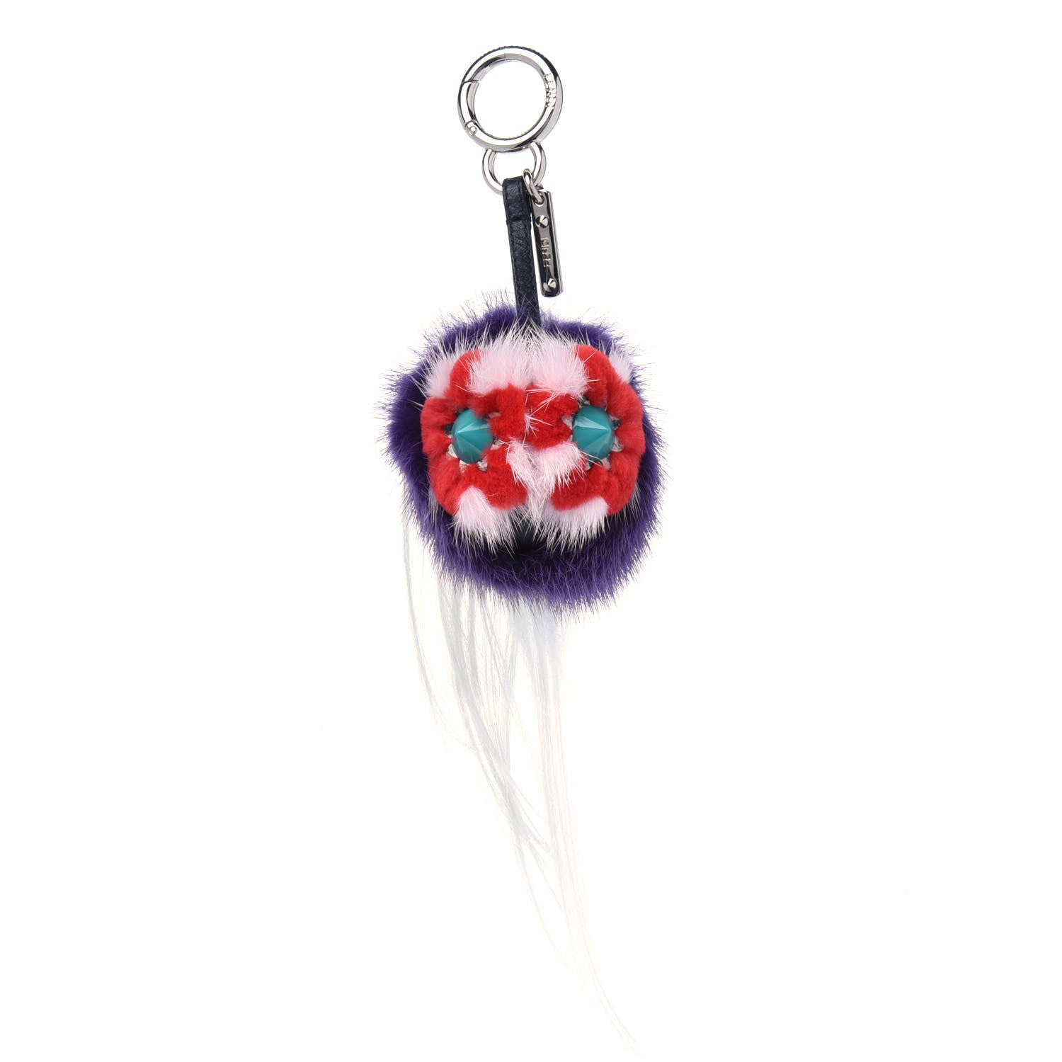 Fendi Fox Fur Monster Flowery Mini Bag Bug Charm Viola Acqua Multicolor 1 of 2