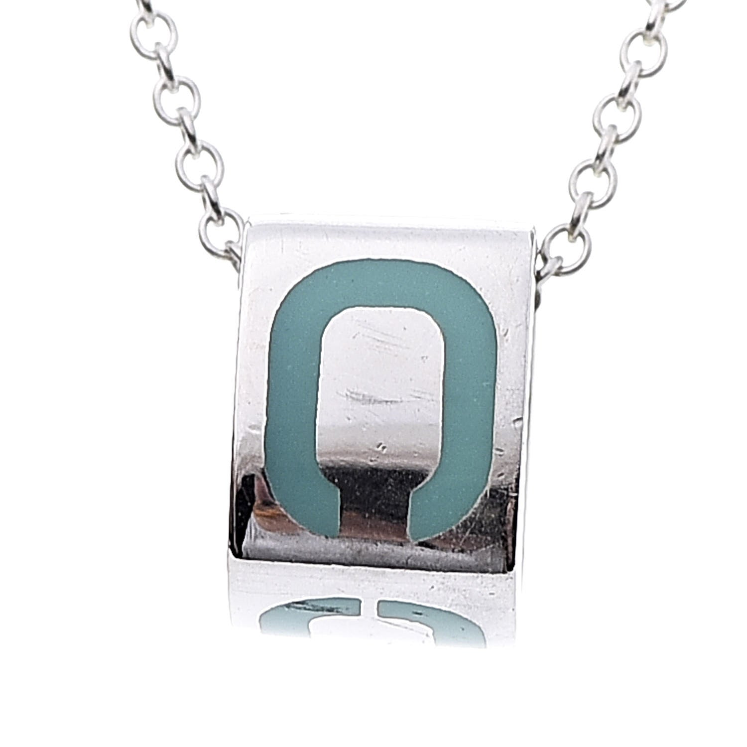 Tiffany Sterling Silver Enamel Era T & Co. Square Pendant Necklace 5 of 8