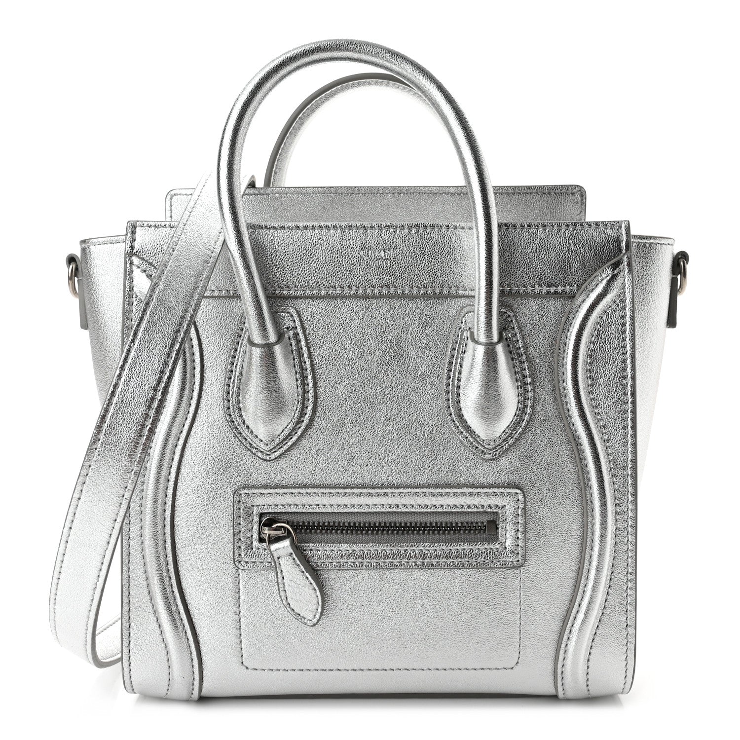 Celine Laminated Lambskin Nano Luggage Silver 1 of 12