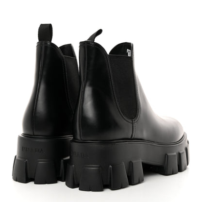 Prada Spazzolato Rois Monolith Chelsea 55mm Ankle Boots 40.5 Black 4 of 9