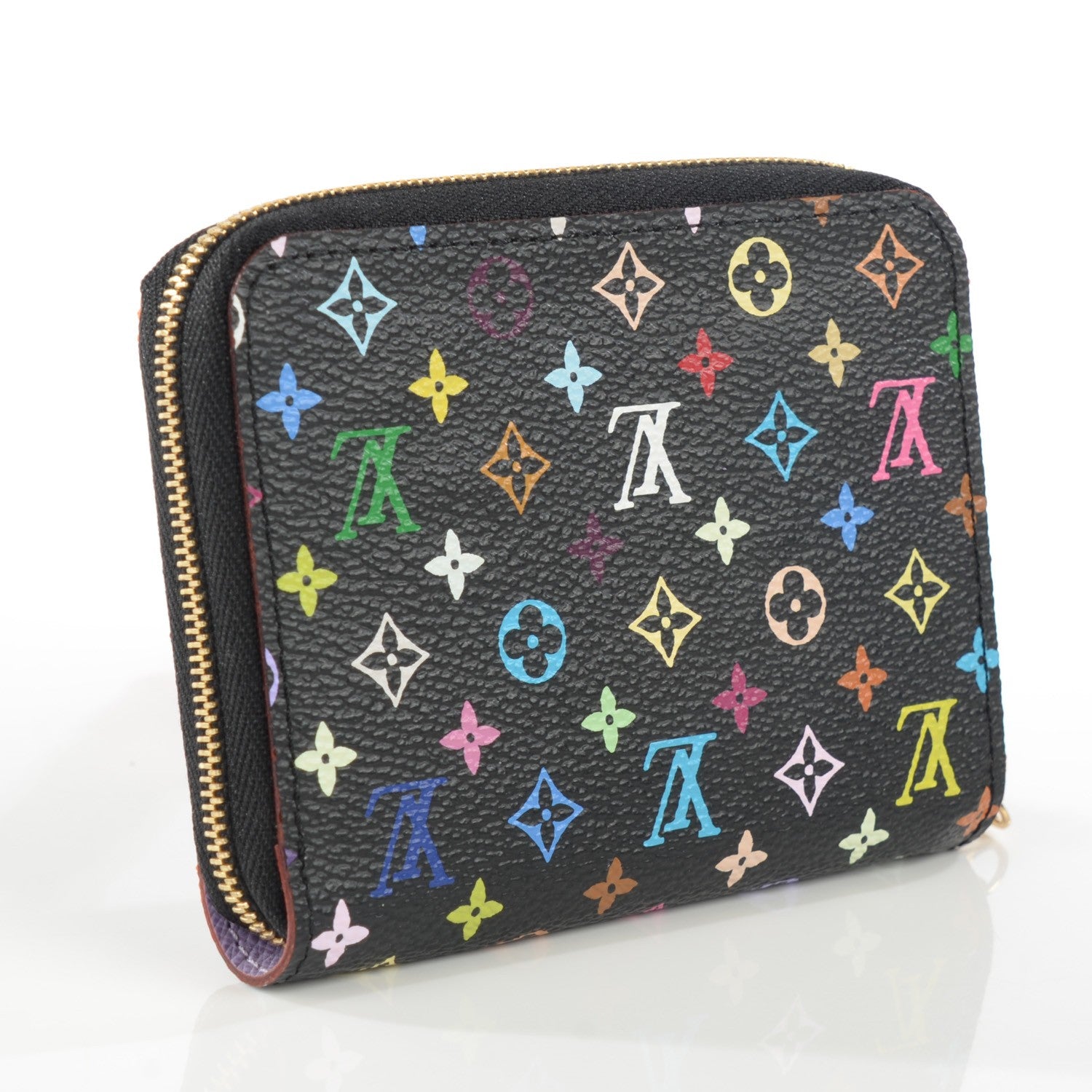 Louis Vuitton Monogram Multicolor Zippy Coin Purse Black Violet 3 of 8