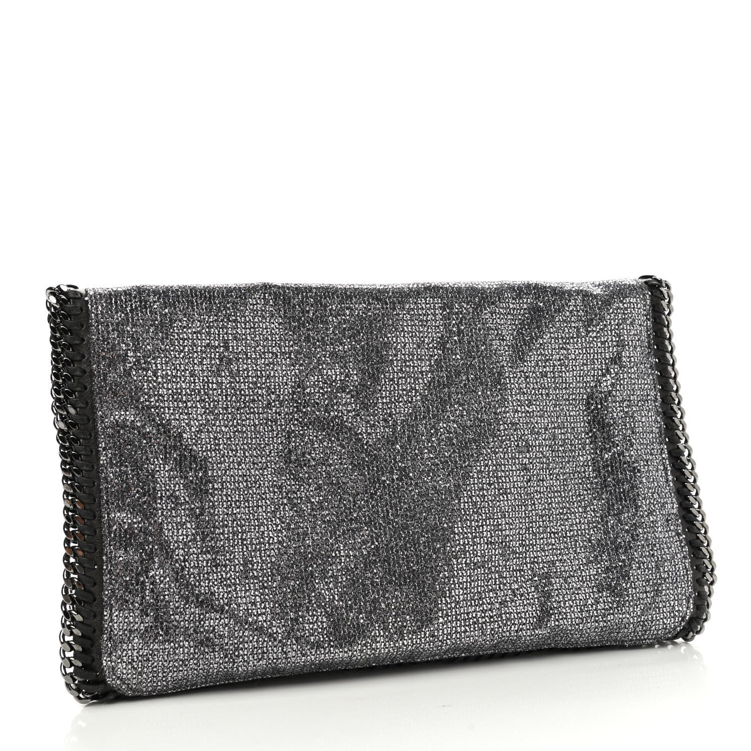 Stella McCartney Metallic Glitter Fold Over Falabella Clutch Silver 3 of 9