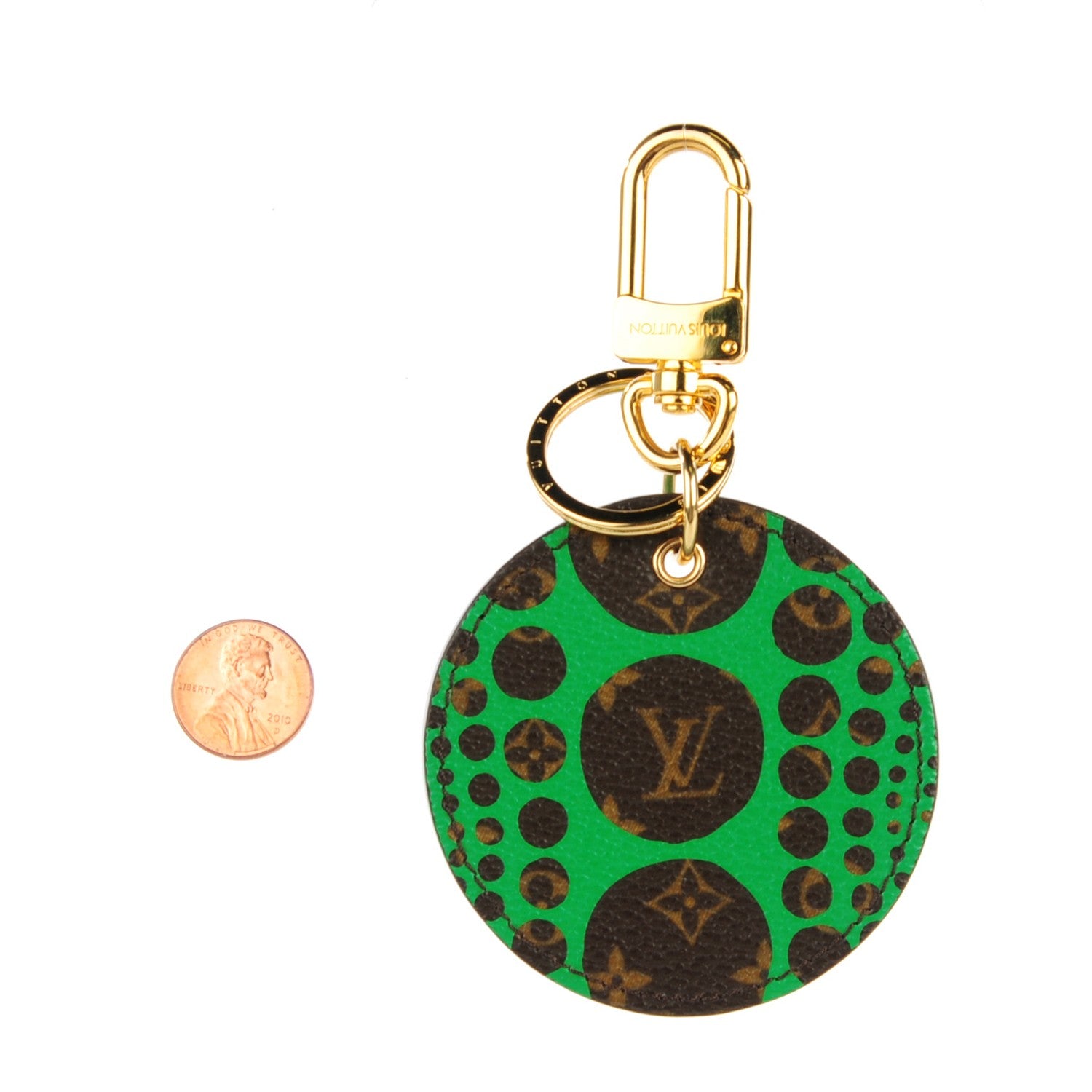 Louis Vuitton Monogram Kusama Pumpkin Dots Key Ring Green 4 of 12