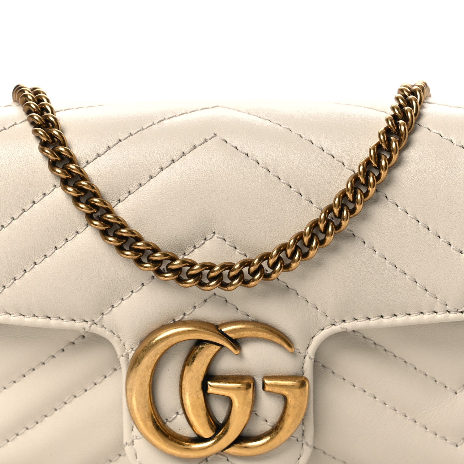 Gucci Calfskin Matelasse Super Mini GG Marmont Shoulder Bag White 8 of 13