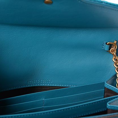 Gucci Velvet Matelasse GG Marmont Chain Wallet Pavone Cyan 6 of 10