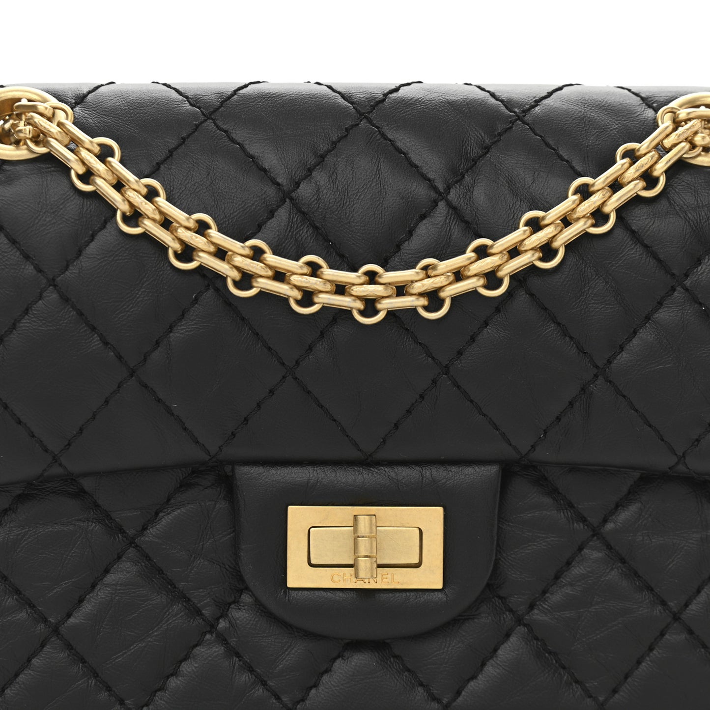Aged Calfskin Quilted 2.55 Reissue Mini Flap Black