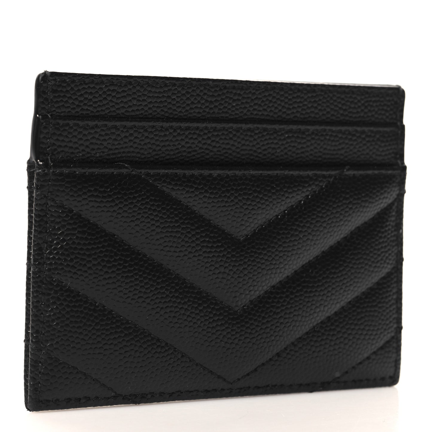 Grain De Poudre Matelasse Chevron Monogram Credit Card Case Black