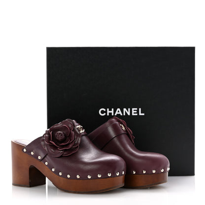 Chanel Calfskin Camellia Clogs 40 Dark Purple 12 of 12
