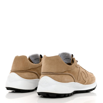 Chanel Suede Goatskin CC Sneakers 38.5 Dark Beige 4 of 10