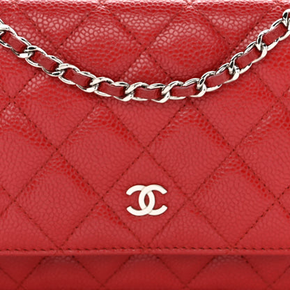 Chanel Caviar Quilted Wallet On Chain WOC Red 9 of 11