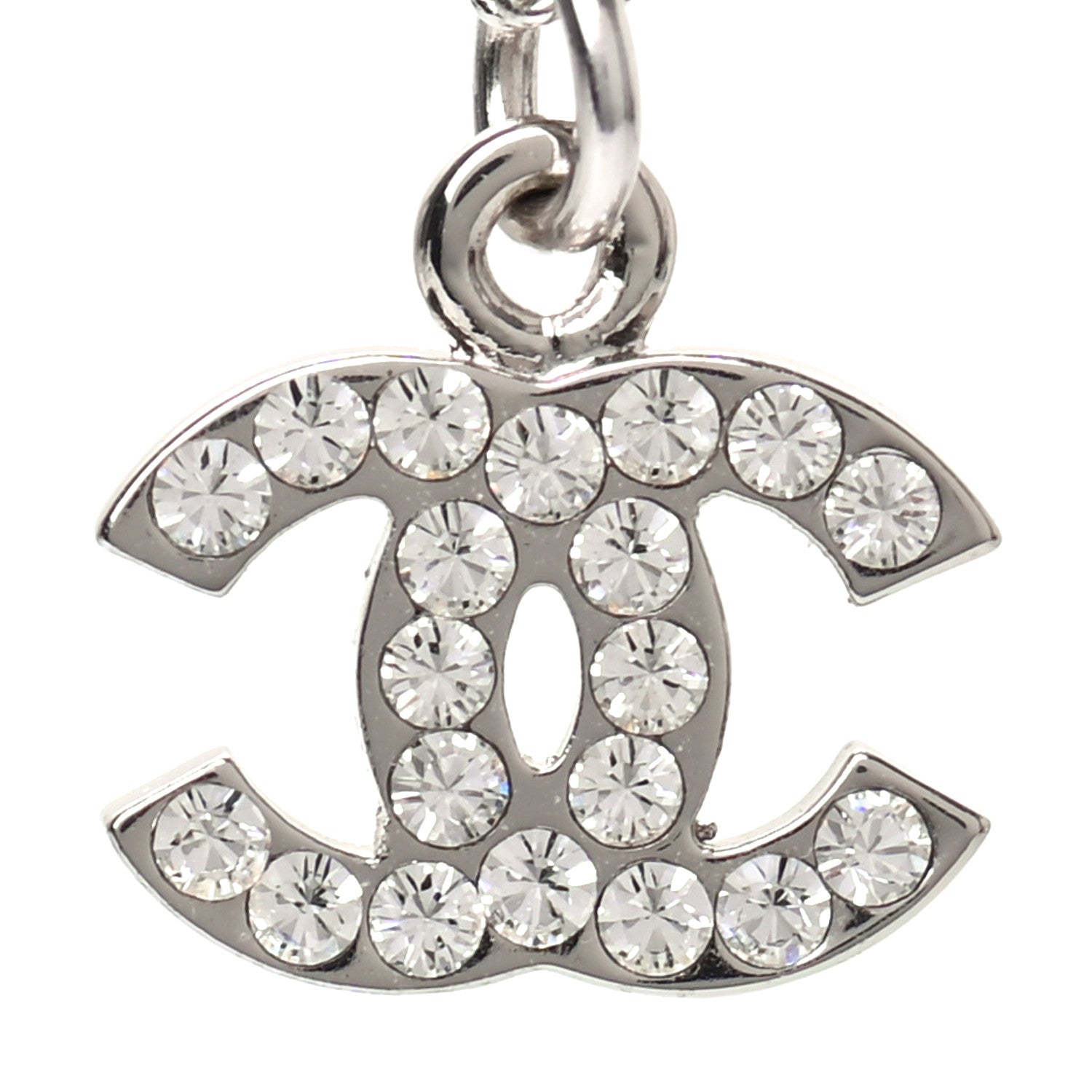 Chanel Crystal Timeless CC Necklace Silver 3 of 4