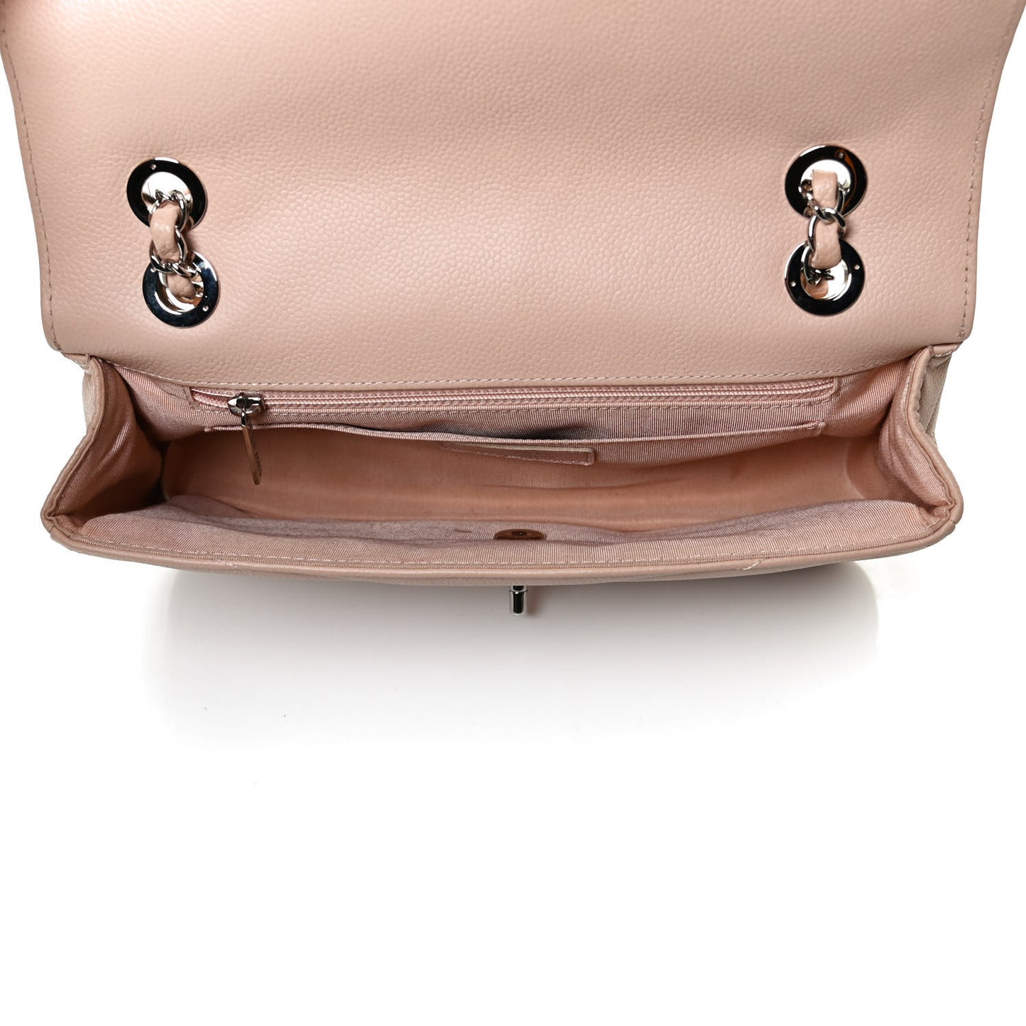 Caviar Chevron Quilted Single Flap Light Pink