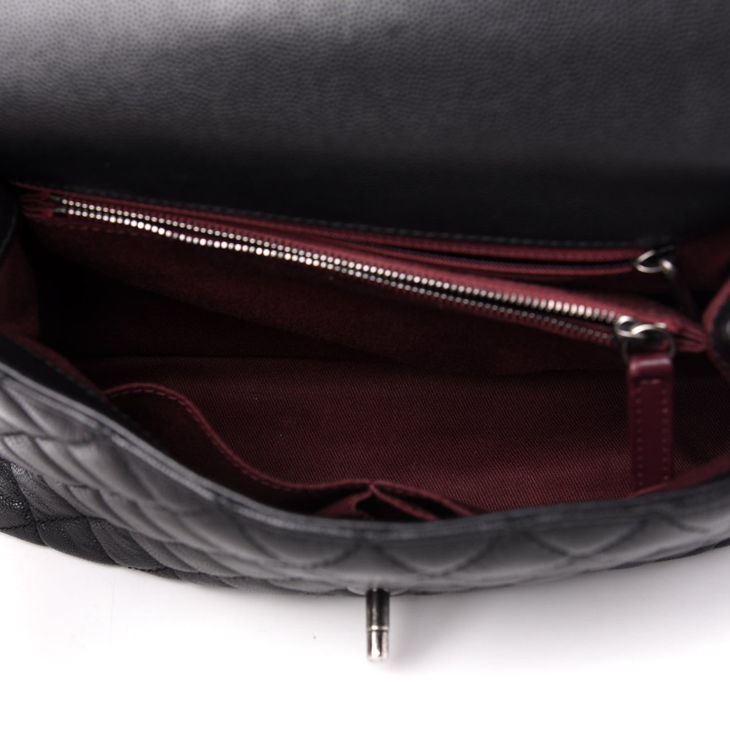 Caviar Quilted Small Coco Handle Flap Black