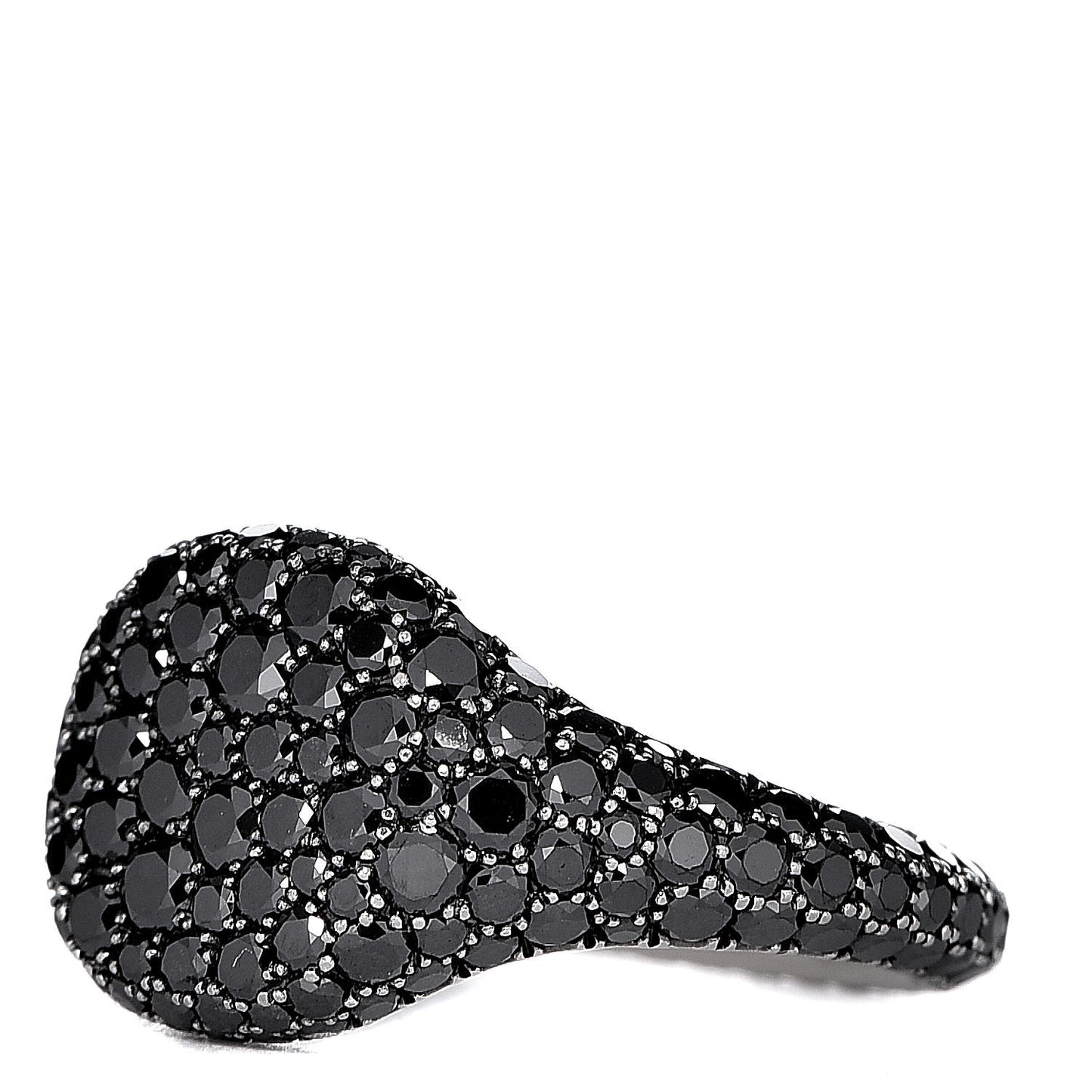 18K White Gold Black Diamond Pave Pinky Ring 45 3.5