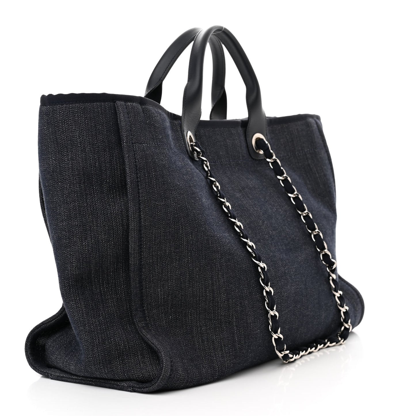 Denim Large Deauville Tote Blue Orange