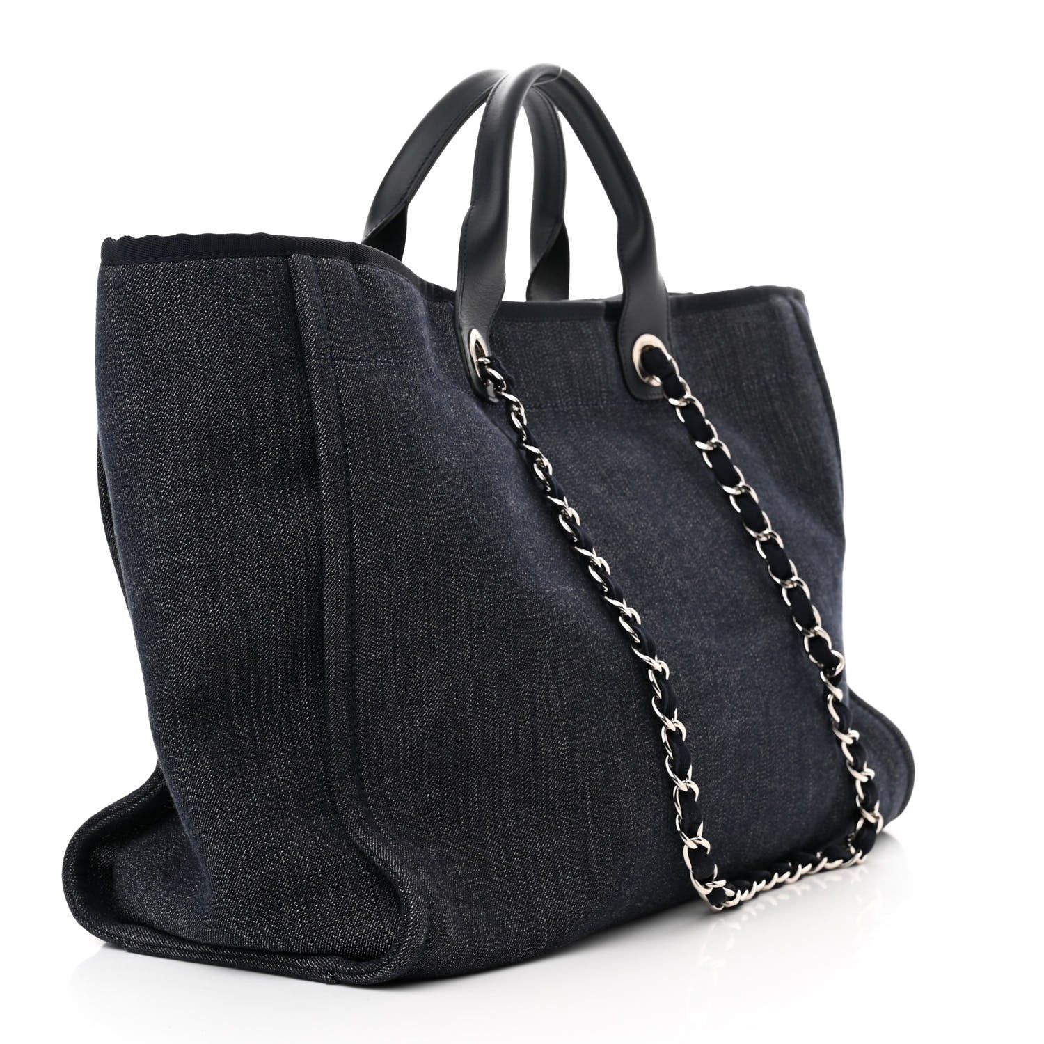 Chanel Denim Large Deauville Tote Blue Orange 3 of 10
