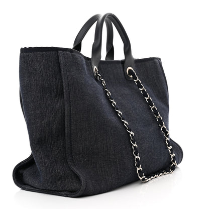 Chanel Denim Large Deauville Tote Blue Orange 3 of 10