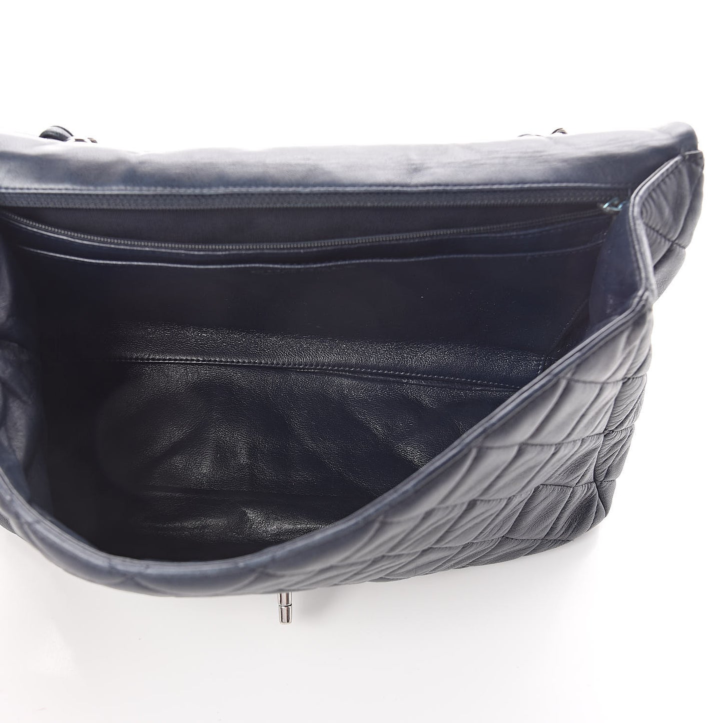 Lambskin Quilted Jumbo Single Flap Blue
