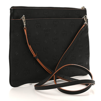 MCM Calfskin Ottomar Monogram Medium Crossbody Pouch Black 2 of 10