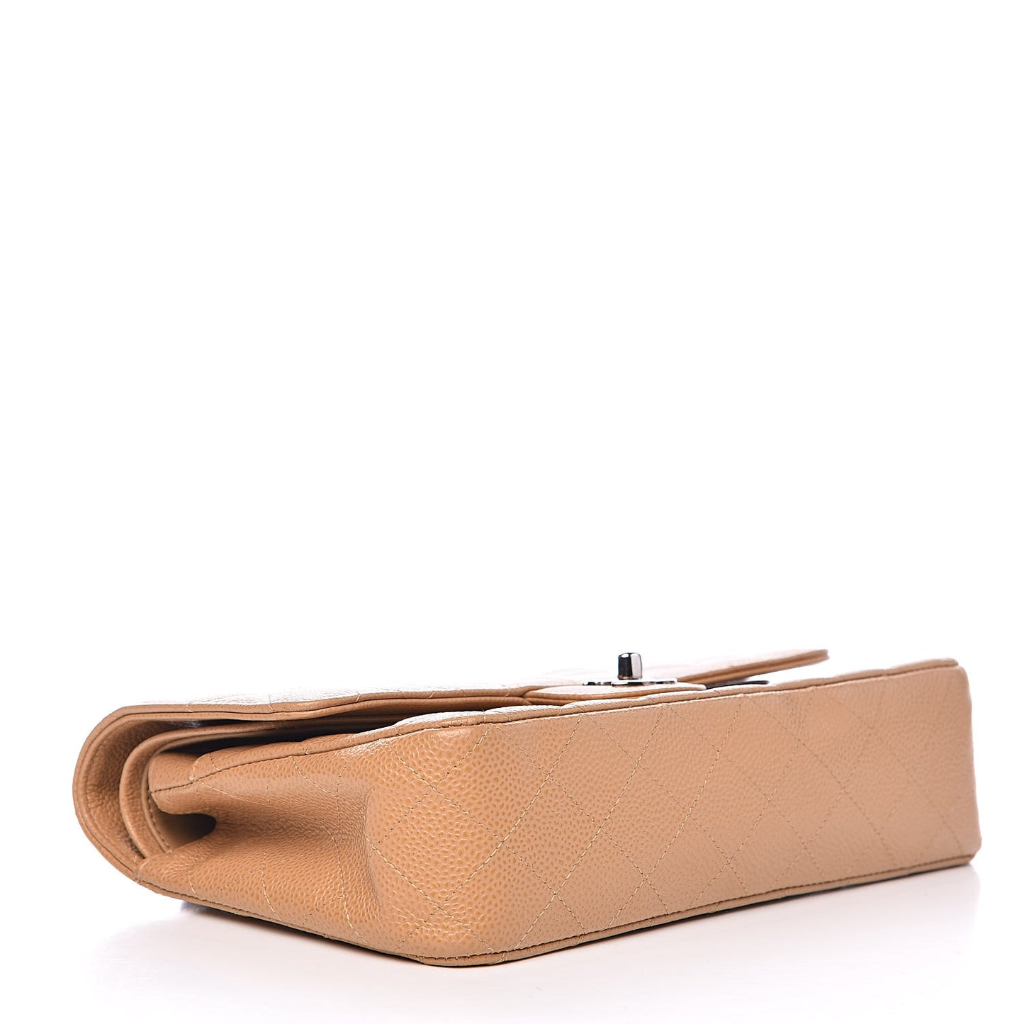 Caviar Quilted Medium Double Flap Beige