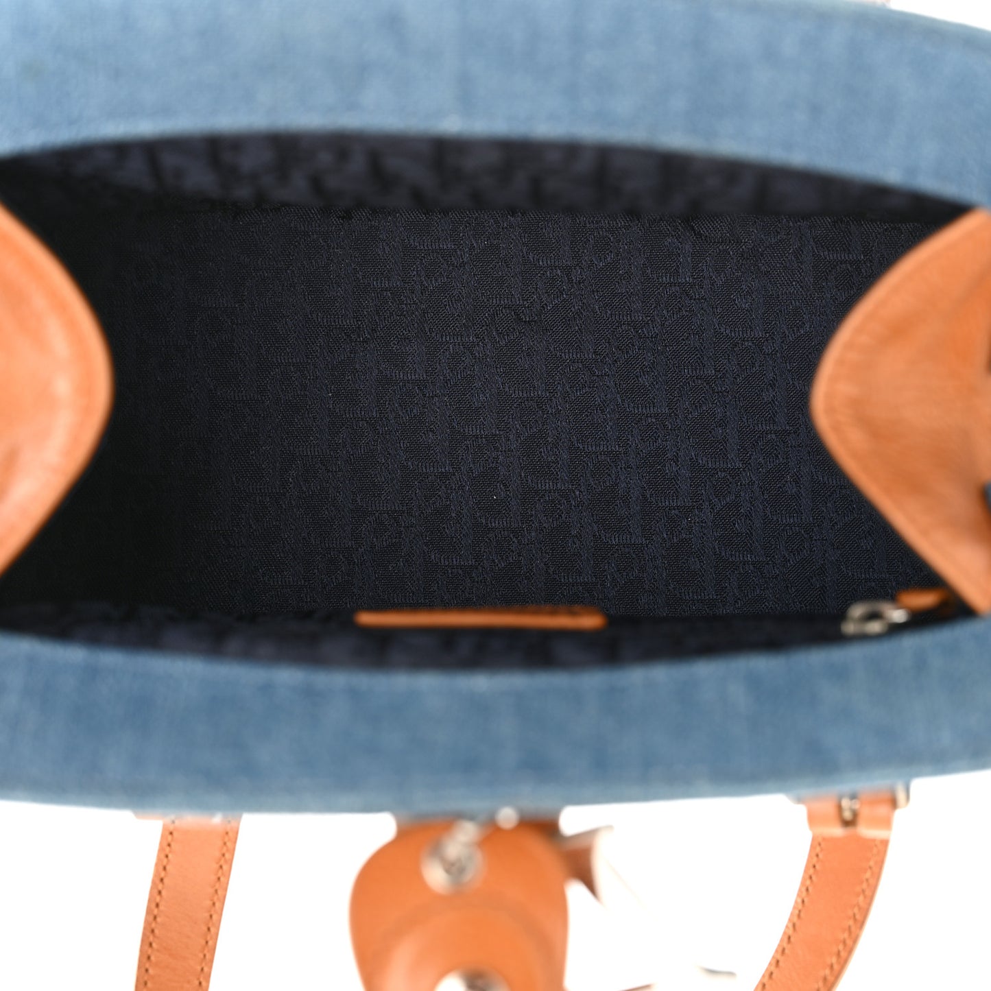 Denim Embroidered Satchel Blue