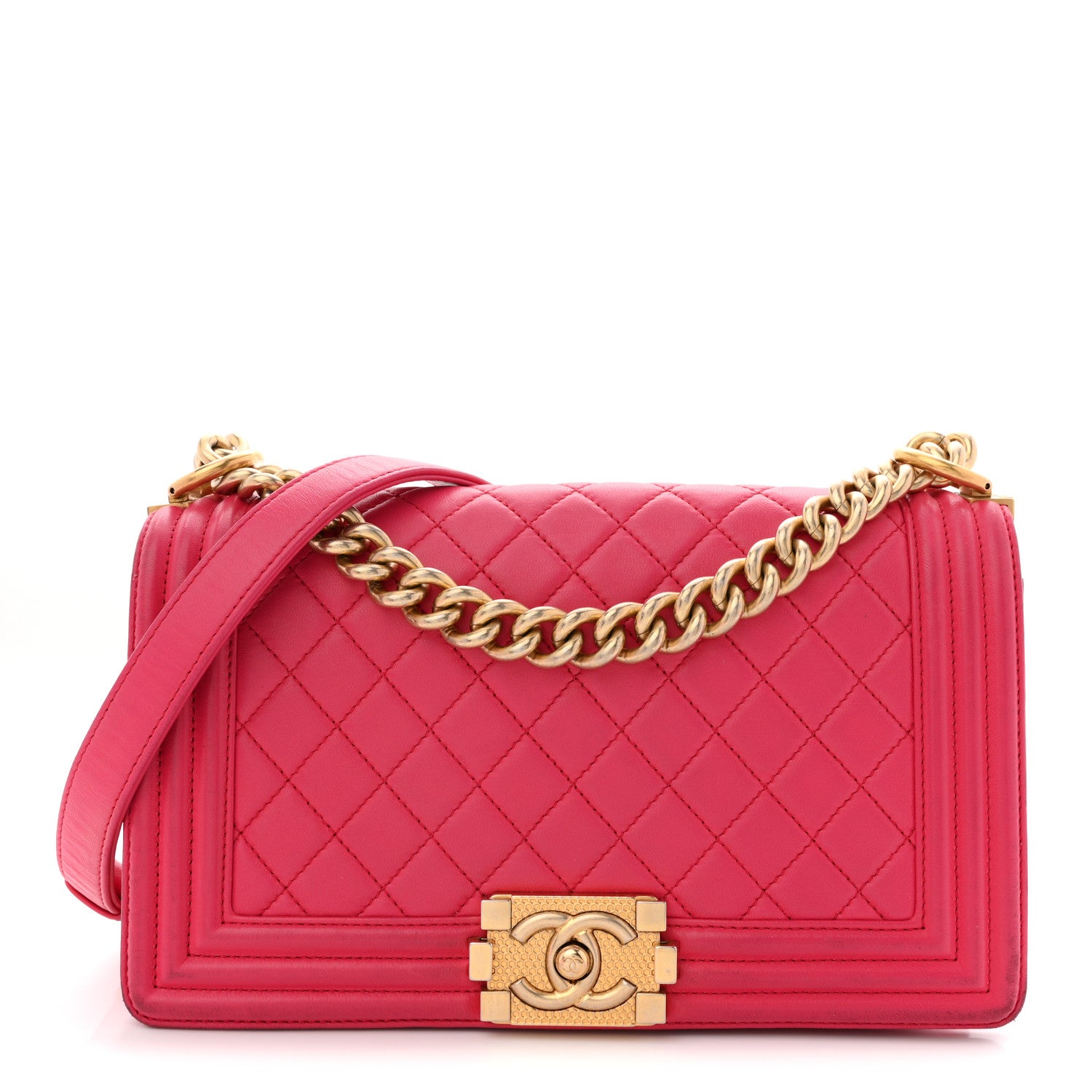 Chanel Lambskin Quilted Medium Boy Flap Fuchsia 1 of 14