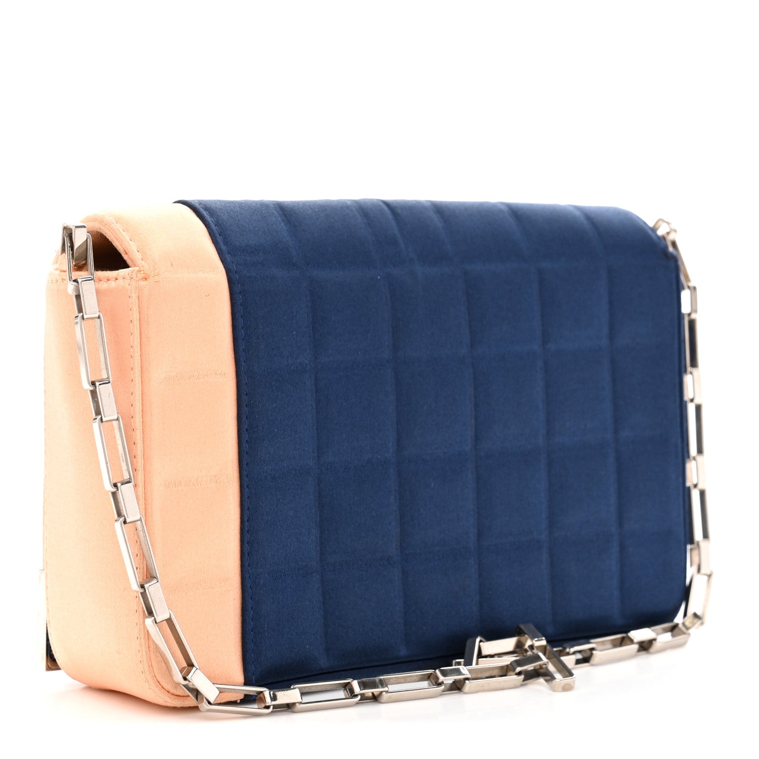 Chanel Satin Chocolate Bar Flap Blue Light Pink 3 of 13