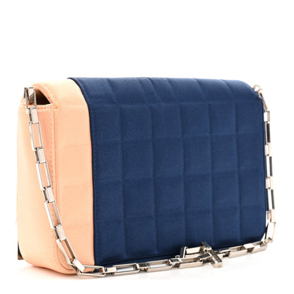 Chanel Satin Chocolate Bar Flap Blue Light Pink 3 of 13