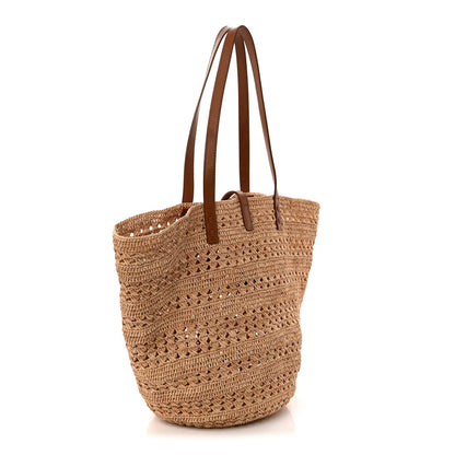 Saint Laurent Raffia Calfskin Medium Panier Tote Naturel 3 of 10