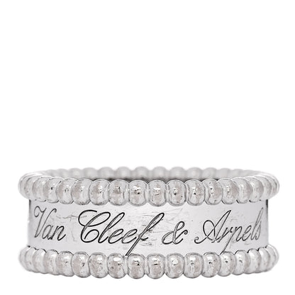 Van Cleef & Arpels 18K White Gold Perlee Signature Ring 55 7.25 1 of 5