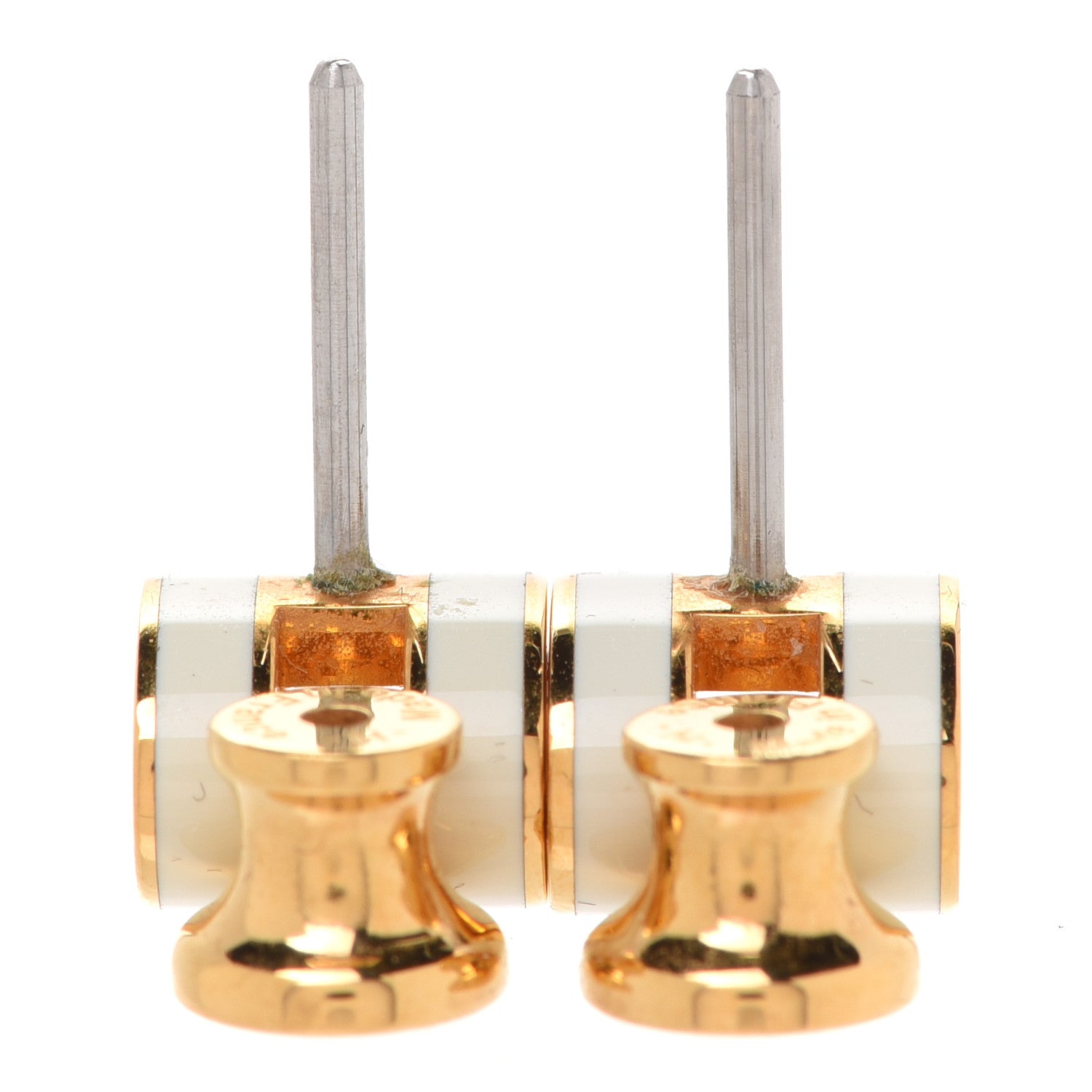 Hermes Gold Lacquered Mini Pop H Earrings White 3 of 6