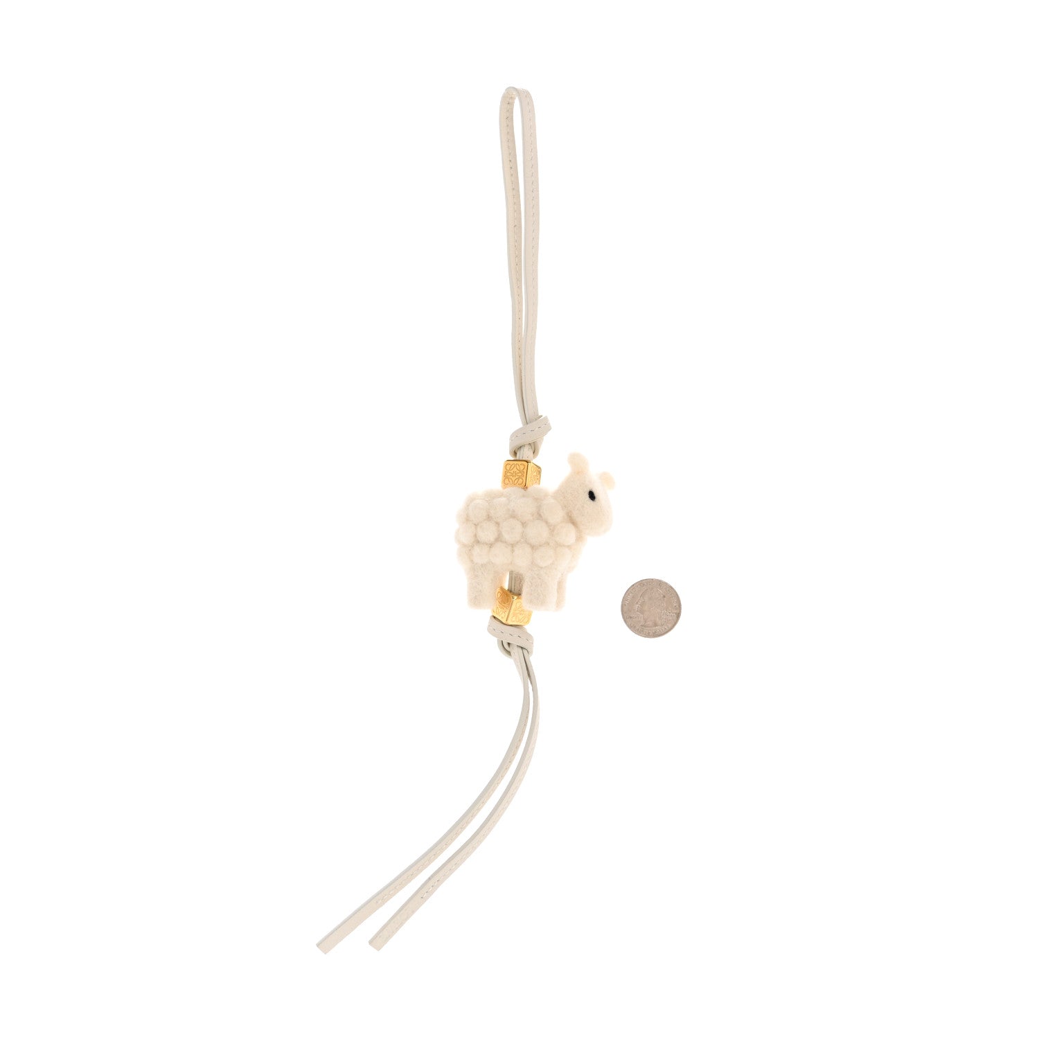 Loewe Calfskin Felt Sheep Bag Charm Soft White 2 of 3